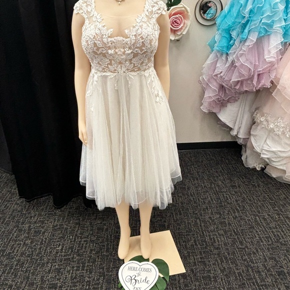 David’s  Bridal Size 20 W.  Beautiful tea-length gown - Picture 10 of 15